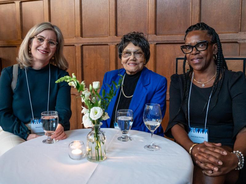 Image of Dean Woodin, Woodsworth alumna Sylvia Harvey and Sheri-Anne Wooley
