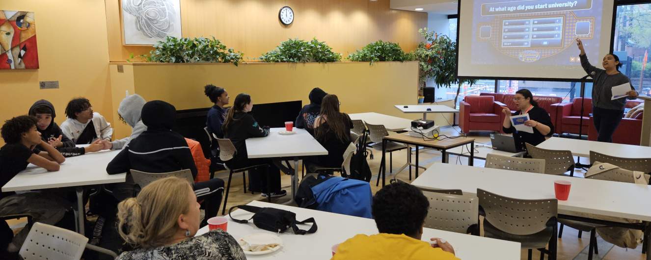 Students from Wandering Spirit School in Waters Lounge.