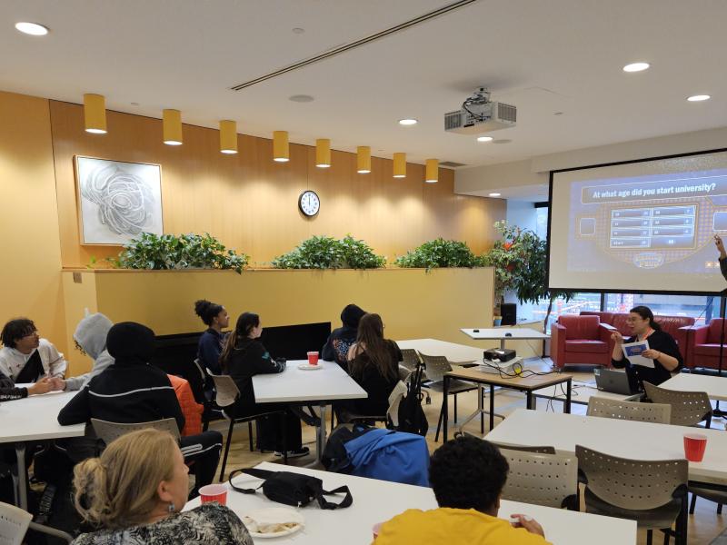 Students from Wandering Spirit School in Waters Lounge. 