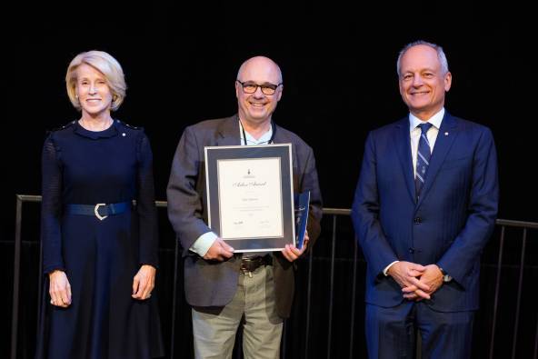 Dan Acheson with Chancellor Patten and President Gertler