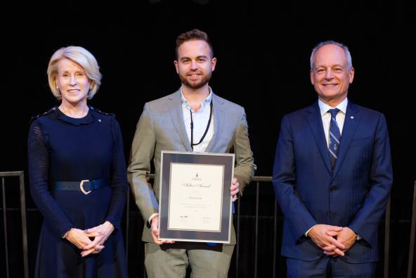 Stefan Etarsky with Chancellor Patten and President Gertler