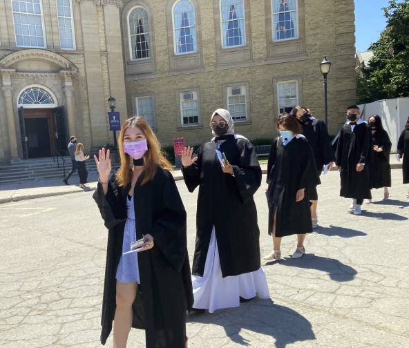 Students walking to Convocation Hall