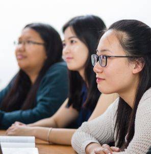 Student listening attentively in class.