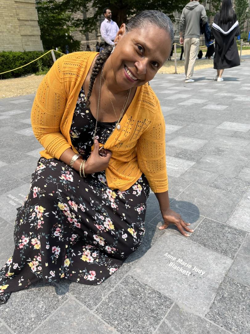 Anne Marie Blackett with her landmark paver