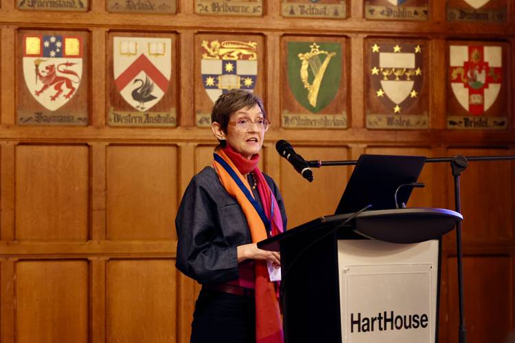Antoinette Handley, acting dean of the Faculty of Art & Science, welcomes alumni and donors to Hart House for a celebration of inclusive excellence.