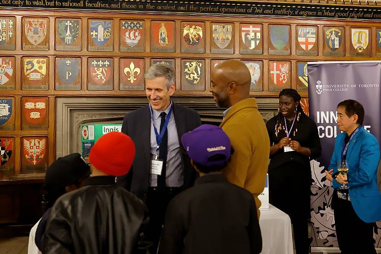 Charlie Keil, principal of Innis College and acting vice-dean of college relations, engages with alumni and donors celebrating inclusive excellence across the faculty and its affiliated colleges.  